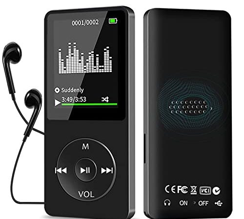 16GB MP3 Player, Portable MP3 Music Players with Speaker, FM Radio/Record/Video Multi-Functional Media Player for Kid Gifts, Supports 128GB TF Card for Memory Extension, Earphones Included