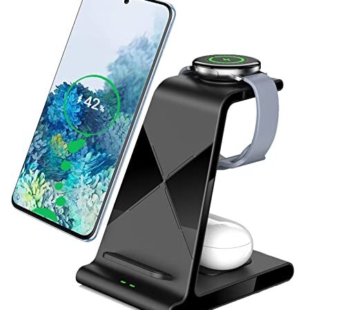 3 in 1 Wireless Charger for Samsung,Charging Station for Samsung Galaxy Phone/Watch/Buds, Fit for Galaxy Z Flip 3 S22 S21/S20/Note 20/10 Galaxy Watch 4/3/Active 2/Gear S3,Galaxy Buds/Pro/+/Live