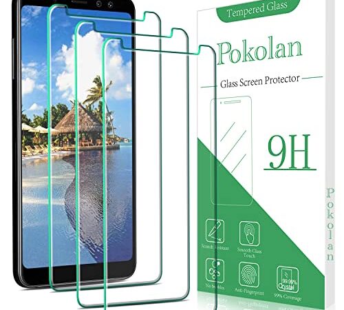 (3 Pack) Pokolan For Samsung Galaxy A8 2018, A530 Tempered Glass Screen Protector, Bubble Free, 9H Hardness, Anti Scratch, Case Friendly, Easy to Install