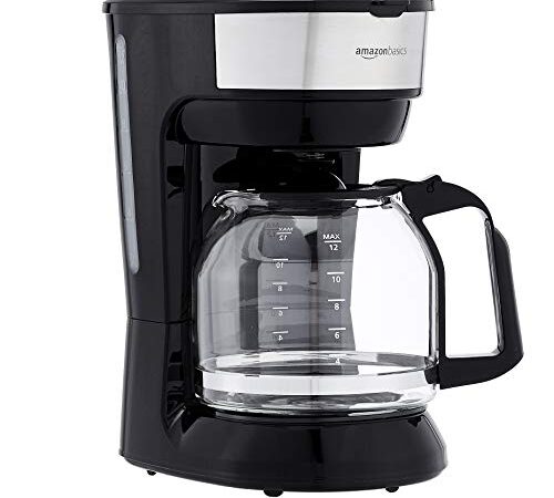 Amazon Basics 12-Cup Coffee Maker with Reusable Filter, Black and Stainless Steel