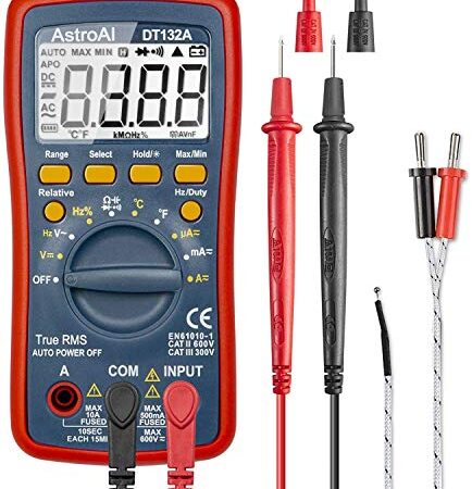 AstroAI Digital Multimeter TRMS 4000 Counts with DC AC voltmeter and Auto-Ranging Fast Accurately Measures Voltage, Current, Resistance, Capacitance, Temperature, Continuity, Frequency and Duty-Cycle.