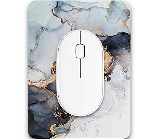 Atufsuat Small Mouse Pad, Mini Mouse Pad 6 x 8 Inch, Thick Rubber Waterproof Mouse Mat, Cute Mousepad for Women Men Kids Wireless Mouse Mini Laptops Keyboard Tray Home Office Travel, Gray Black Marble