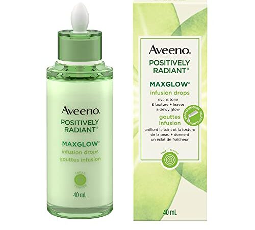 Aveeno MaxGlow Face Serum Infusion Drops - Dry Skin, Acne, Oily Skin, Sensitive Skin - Kiwi, Soy - Face Serum - 40mL