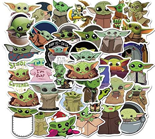 Baby Yoda Stickers (50pcs), Waterproof Mandalorian Sticker Decals Water Bottle Luggage Skateboard, Cartoon Sticker Gifts for Kids Teens Adults, Skateboards, Water Cup Decals