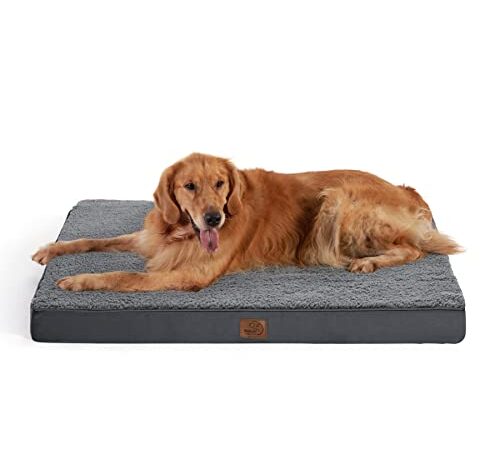 Bedsure Extra Large Dog Bed for Extra Large Dogs Up to 100lbs - Orthopedic Dog Beds with Removable Washable Cover, Egg Crate Foam Pet Bed Mat, Dark Grey