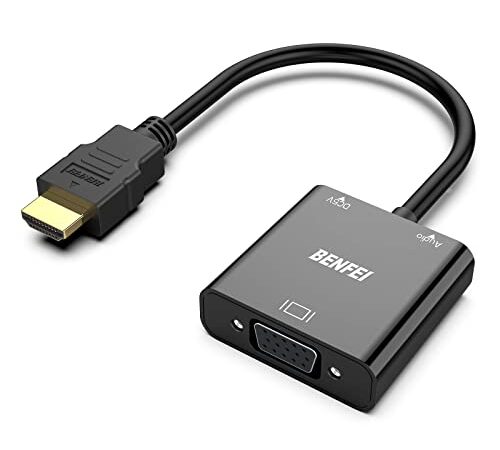 BENFEI HDMI to VGA, HDMI to VGA Adapter (Male to Female) with Audio Compatible for Laptop, Xbox 360 One, PS4 PS3, Mac Mini