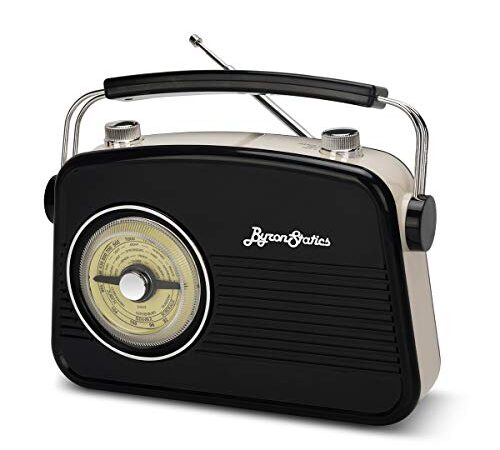 ByronStatics Portable Radio AM FM, Vintage Retro Radio with Built in Speakers, Best Reception and Longest Lasting, Power Plug or 1.5V AA Battery - Black