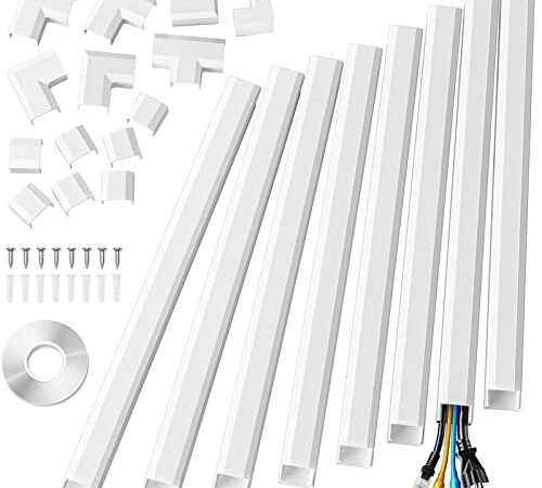 Cable Concealer, Large Size Cord Cover Fits 4 Loose Cords, Cable Managemet for Wall Mount TV, Paintable Cable Hider Channel Kit for Home Office, 8X L15.7 X W1.18 X H0.6 inches, White