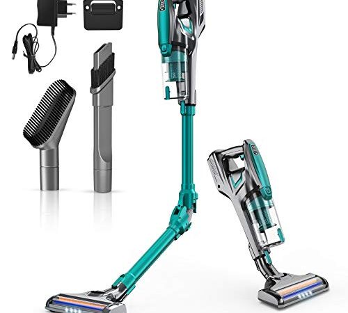 Cordless Vacuum Cleaner, HONITURE 250W Powerful Stick Vacuum with 2200mAh Detachable Battery,180 Foldable Upgrade with LED, Lightweight Vacuum with HEPA Filter, Portable Vacuum for Hard Floor Pet Hair