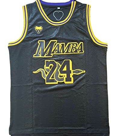 EKANBR Men's #24#8 Mamba Basketball Jersey Black Snakeskin for Bryant Fans (Medium, 24 Black)