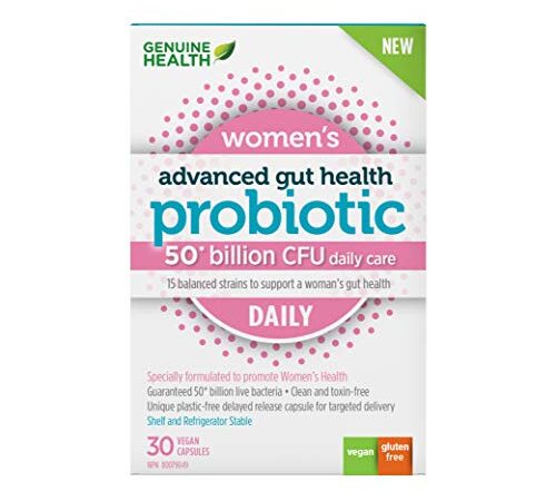 Genuine Health Women's Probiotic, 50 Billion CFU, Made to support Gut, Skin, Vaginal and Immune health of Women, 15 Diverse Strains, Vegan, 30 Count