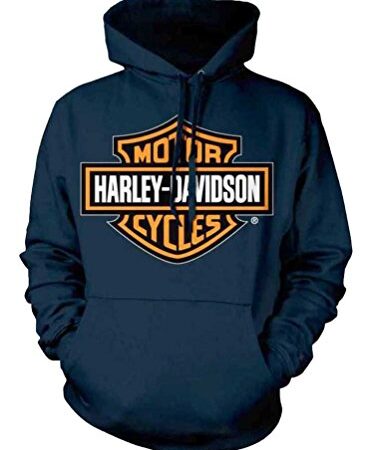 Harley-Davidson Mens Orange Bar & Shield Navy Pullover Sweatshirt 30291742 (2XL)