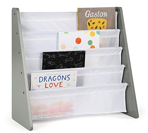 Humble Crew Kids Book Rack Storage Bookshelf, Grey/White