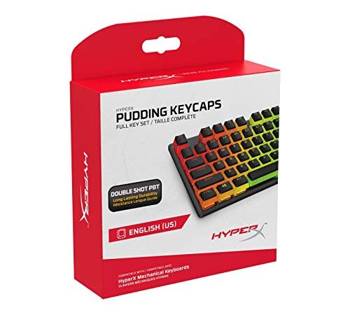 HyperX Pudding Keycaps - Double Shot PBT Keycap Set with Translucent Layer, for Mechanical Keyboards, Full 104 Key Set, OEM Profile, English (US) Layout - Black