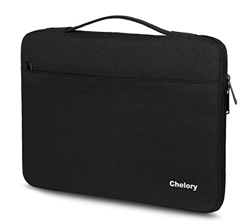 Laptop Sleeve Compatible for 16 Inch Computer HP/ Lenovo/ Asus/ Acer/ Dell, Notebook Ultrabook Chromebook Shockproof Protective Bag Handbag Carrying Case 2 Pocket, Black