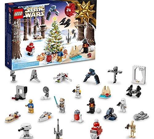 LEGO Star Wars 2022 Advent Calendar 75340 Building Toy Set for Kids, Boys and Girls, Ages 6+, 8 Characters and 16 Mini Builds (329 Pieces)