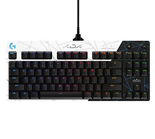 Logitech G PRO K/DA Mechanical Gaming Keyboard, Ultra-Portable Tenkeyless Design, Detachable Micro USB Cable, 16.8 Million Color LIGHTSYNC RGB Backlit Keys - Official League of Legends Gaming Gear