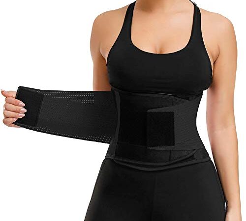 Nebility Women Waist Trainer Trimmer Sauna Sweat Workout Cincher Tummy Control Body Shaper (S, Black)