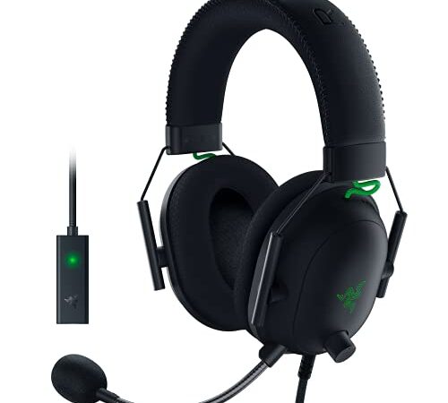 Razer BlackShark V2 Gaming Headset: THX 7.1 Spatial Surround Sound - 50mm Drivers - Detachable Mic - PC, PS4, PS5, Switch, Xbox One, Xbox Series X & S, Mobile - 3.5 mm Audio Jack & USB DAC - Black