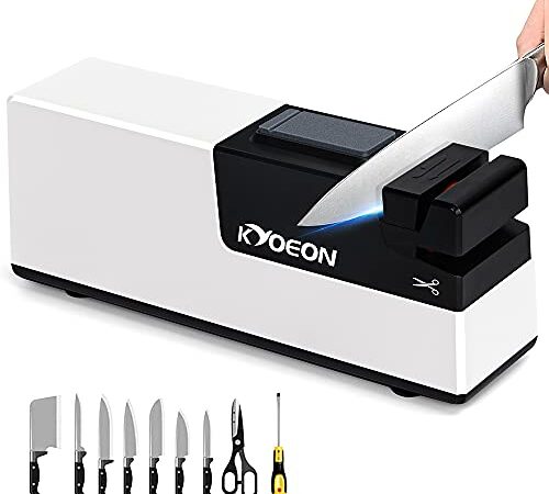 Rechargeable Electric Knife Sharpener, KYOEON 4-in-1 Professional Knife Sharpener Grinding Stone for Home Kitchen Straight Edge Knives, Scissors