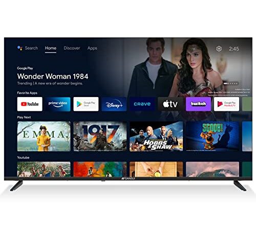 SANSUI ES50V1UA, UHD 50 inch Smart TV 4K Android 11 LED TV with Google Assistant(Voice Control), Screen Share, HDMI, USB (2022 Canada Model)