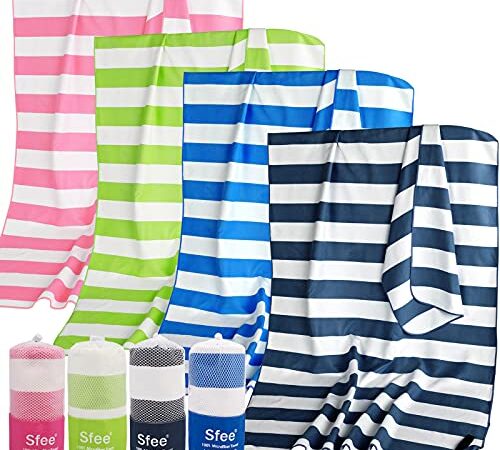 Sfee 2 Pack Microfiber Beach Towels Oversized, Quick Dry Towel Travel Towel Camping Towel, Super Absorbent Compact Gym Towel Sport Towel for Beach,Travel,Hiking,Backpacking,Workout, Pool, Bath, Yoga