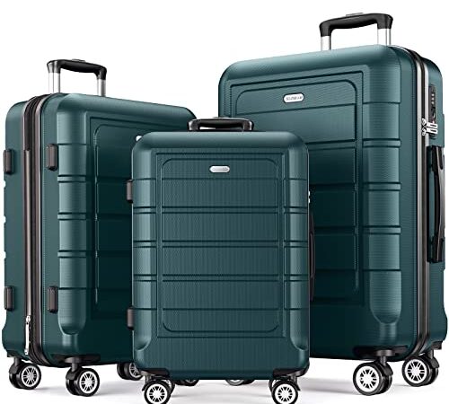 SHOWKOO Luggage Sets Expandable Suitcase Double Wheels TSA Lock (ArmyGreen)