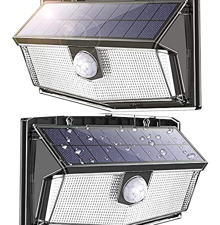 Solar Motion Sensor Light, 300 LED 3 Optional Modes, 270° Wide Angle Illumination, IP67 Waterproof, Solar Wall Light for Garden, Garage, Courtyard, Front Door, Swimming Pond, 2 Pack