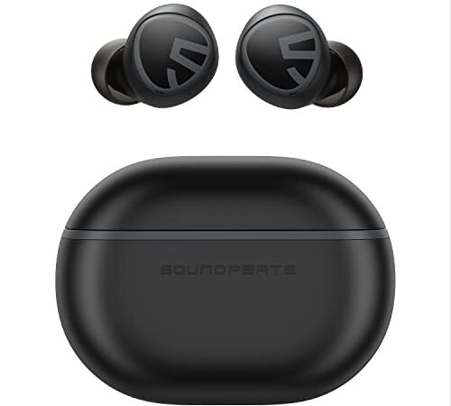 SoundPEATS Mini Wirelss Earbuds Bluetooth V5.2 Headphones in-Ear Wireless Earphones with Elevoc Speech AI Noise Cancellation for Calls, Touch Control, Total 20 Hours, Twin/Mono Mode (Black)