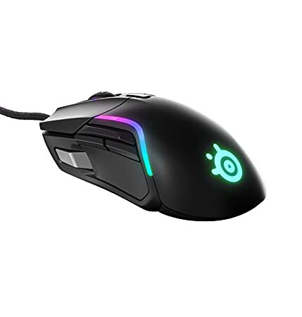 SteelSeries Rival 5 Gaming Mouse with PrismSync RGB Lighting and 9 Programmable Buttons – FPS, MOBA, MMO, Battle Royale – 18,000 CPI TrueMove Air Optical Sensor - Black