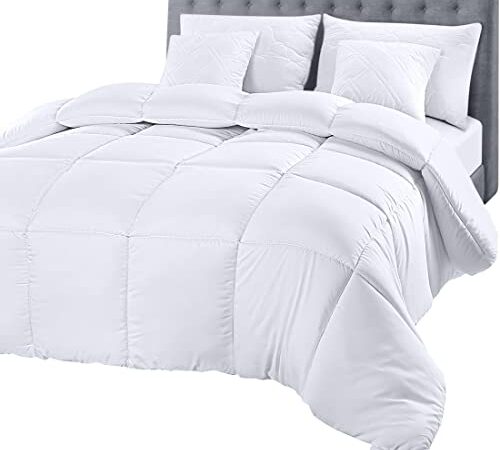 Utopia Bedding Comforter Duvet Insert - Quilted Comforter with Corner Tabs - Box Stitched Down Alternative Comforter (Queen, White)