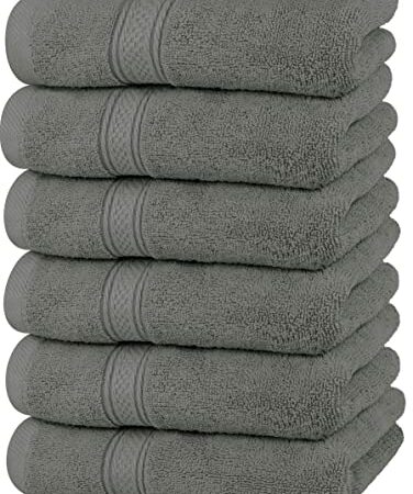 Utopia Towels - Premium Hand Towels - 100% Combed Ring Spun Cotton, Ultra Soft and Highly Absorbent, 600 GSM Exrta Large Hand Towels 16 x 28 inches, Hotel & Spa Quality Hand Towels (6-Pack) (Grey)