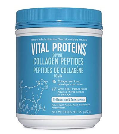 Vital Proteins Collagen Peptides Power Supplement (Type I, III) for Skin Hair Nail Joint - Hydrolyzed Collagen - Dairy and Gluten Free - 20g per Serving - Unflavored 20oz Large Tub (567 g)