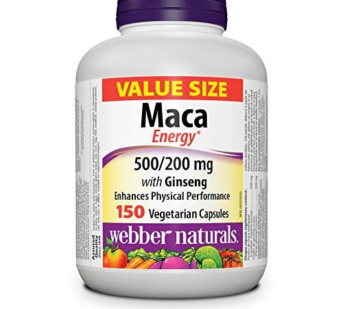 Webber Naturals Maca Energy with Ginseng, 150 Capsules, Vegan