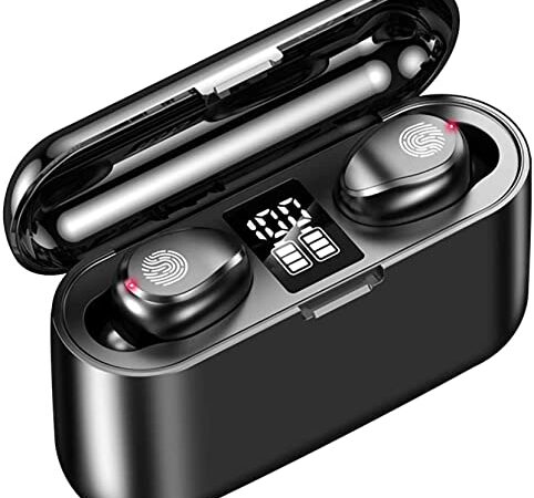 Wireless Earbuds, Bluetooth 5.1 Graphene Bass Hi-Fi Headphones with 1500mAh LED Charging Case, IPX7 Waterproof in-Ear Headphones 60 Hours Playtime, Binaural Noise Cancelling Stereo Headphones