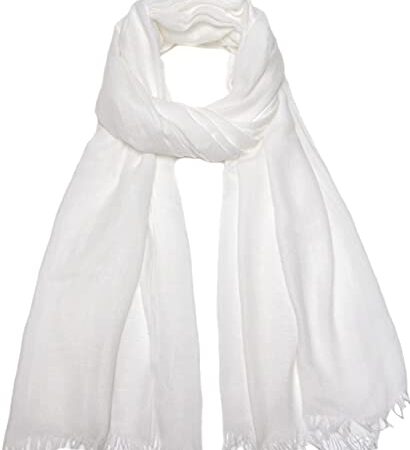 Women Summer Scarfs Cotton Lightweight Large Long Gauze Shawl Beach Wrap Plain 75”×43”,White