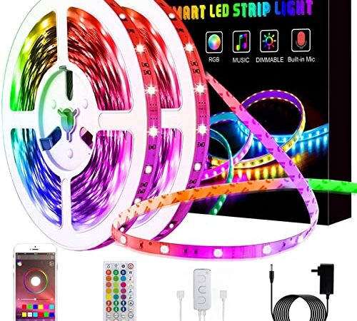 100ft Led Lights Strip for Bedroom, L8star 30m RGB Led Lights Strips with 44keys Remote and Bluetooth Control Led Strip Lights Timing Sync to Music Apply for Home Decoration