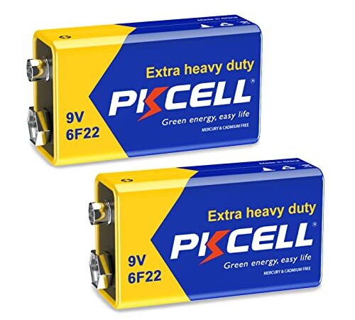 2-Count PKCELL 9 Volt Batteries- 9V Battery for Smoke Detectors and Carbon Zinc Monoxide Detector