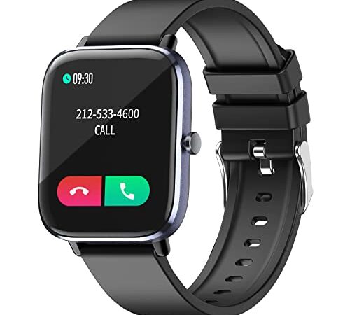 2022 Smart Watch with Bluetooth Call for Men Women, IP67 Waterproof Fitness Tracker with 1.7" HD Display Blood Pressure SpO2 Heart Rate Temperature Sleep Monitor for Android and iOS Phones