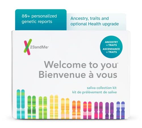 23andMe Ancestry + Traits Service - DNA Test Kit with Personalized Genetic Reports Including Ancestry Composition with 2000+ Geographic Regions, Family Tree, DNA Relative Finder and Trait Reports