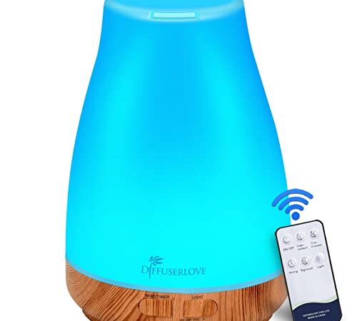 300ML Essential Oil Diffuser Remote Control Aromatherapy Diffuser Mist Humidifiers with 7 Color LED Lights and Waterless Auto Shut-Off for Bedroom Office House Kitchen Yoga