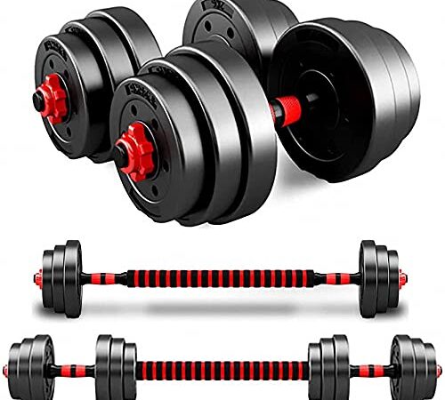 Adjustable Weights Dumbbells Set, Free Weight Dumbell with Connecting Rod,Barbell for Men GymWorkOut Home FitnessTraining, Exercise Strength Sports & Outdoors-20BLS(10bls*2pcs)