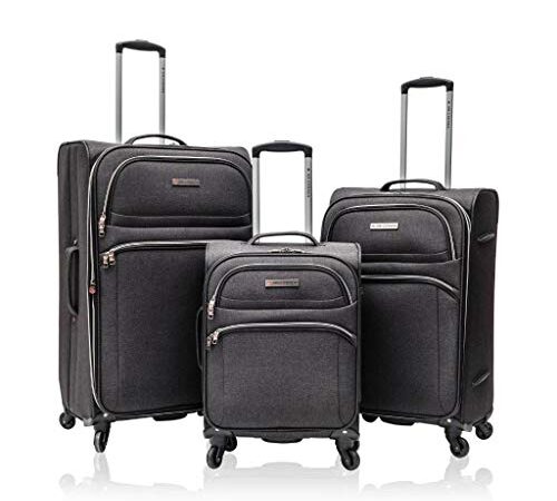 Air Canada Durable Lightweight Mutli-Directional Spinner Wheels Travel Luggage Suitcase 3 Piece Set (20,24,28 Inch, Charcoal)