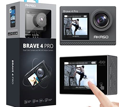 AKASO Brave 4 Pro 4K Action Camera - 131ft Waterproof Camera with Touch Screen Advanced EIS Remote Control 5X Zoom Underwater Camera Support External Mic