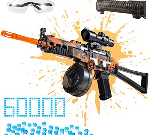 Allike Gel Ball Blaster Gun, Big Cool Best Splatter Ball R Toy Gun Electric Automatic with 60000 Water Gel Beads, Goggles, Great for Adults and Youth Ages 14+