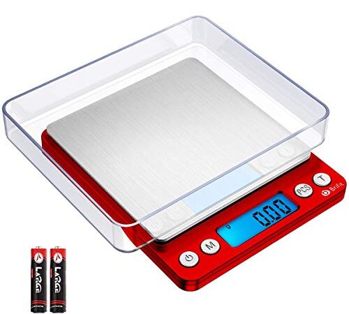 AMIR Kitchen Scale, 500g/ 0.01g Digital Scale, High-Precision Pocket Food Scale, Multifunctional Pro Scale with Back-Lit LCD Display, Tare, PCS Features, Stainless Steel