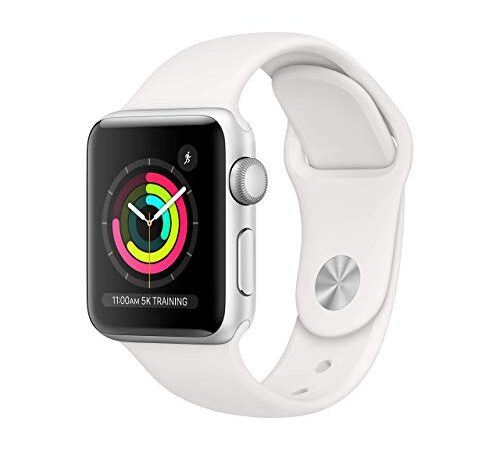 Apple Watch Series 3 38mm Smartwatch (GPS Only, Silver Aluminum Case, White Sport Band) (Renewed)