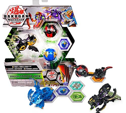 Bakugan Starter Pack 3-Pack, Fused Trox x Nobilious Ultra, Armored Alliance Collectible Action Figures