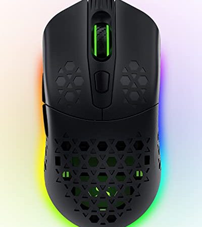 Black Shark Wireless Gaming Mouse, Dual-Mode Wired Computer Mouse with 10000 DPI, Replaceable Honeycomb/Solid Shell, 6 Programmable Buttons, RGB Gamer Mice for Laptop PC Mac, Mako M1