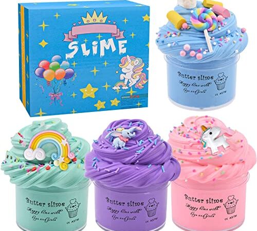 Cloud Slime Kit for Kids 5 6 7 8 Years Old Toy for Girls Boys Age 5-10 Birthday Present for 6 7 8 9 10 Years Old Butter Slime Supplies Stress Relief Slime Toy Party Favor for Kids